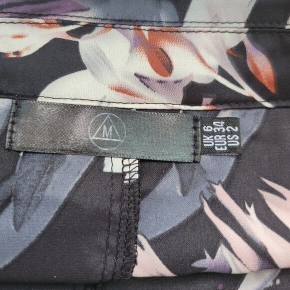 Missguided Black Floral Zip Up Duster Jacket Women's 2 Party Resort Vacation - Picture 6 of 11